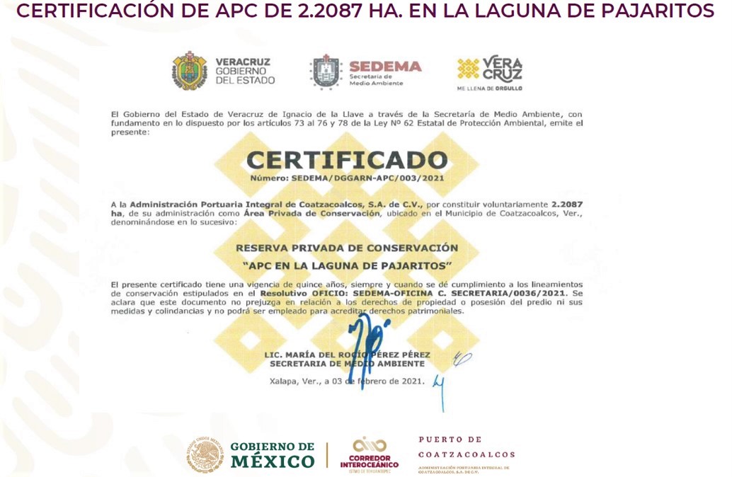 SEDEMA certifies the Port of Coatzacoalcos